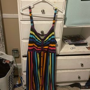 Torrid Super Soft Size 2 Faux Button Down Rainbow Midi Dress